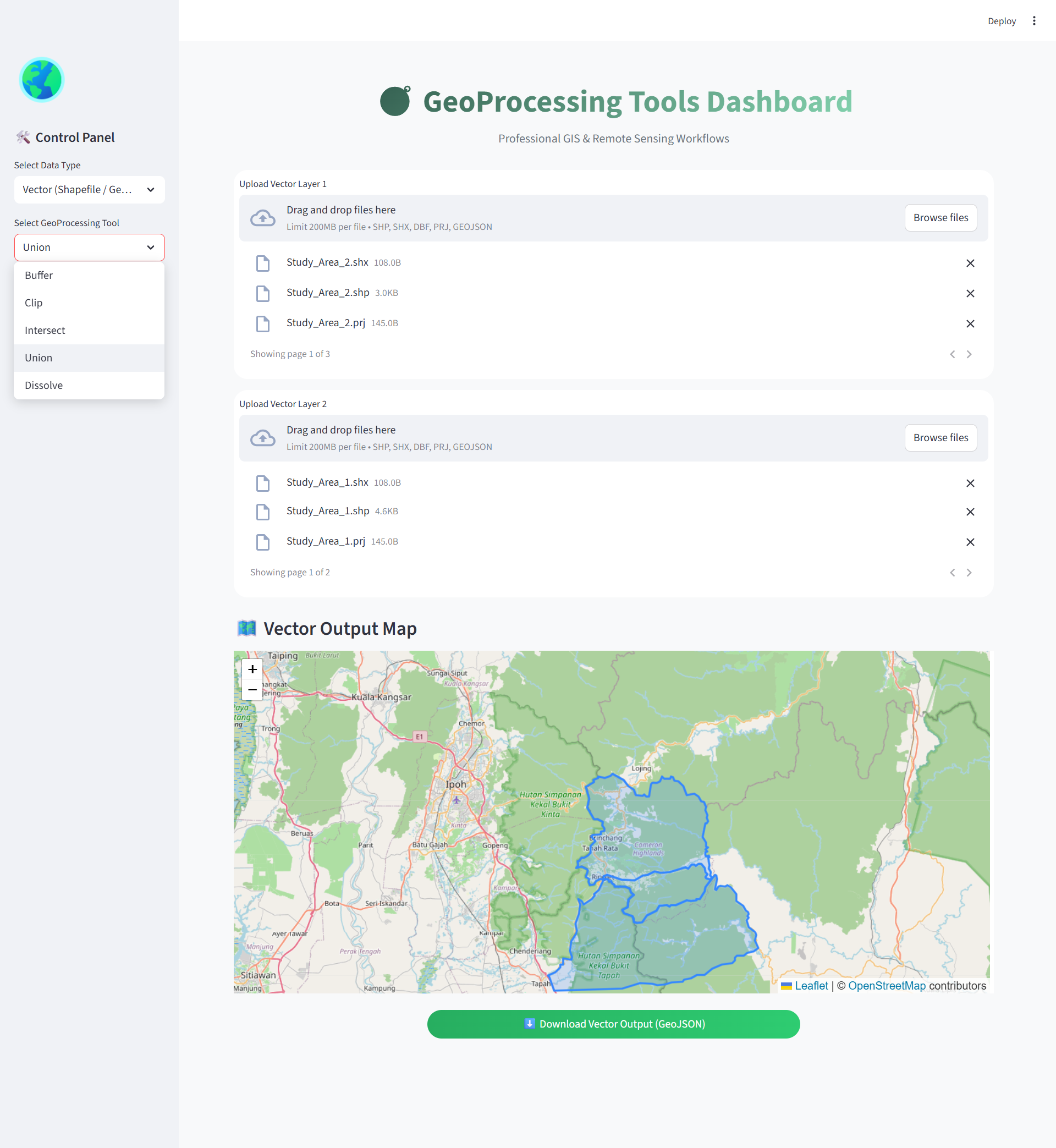 Geoprocessing Dashboard